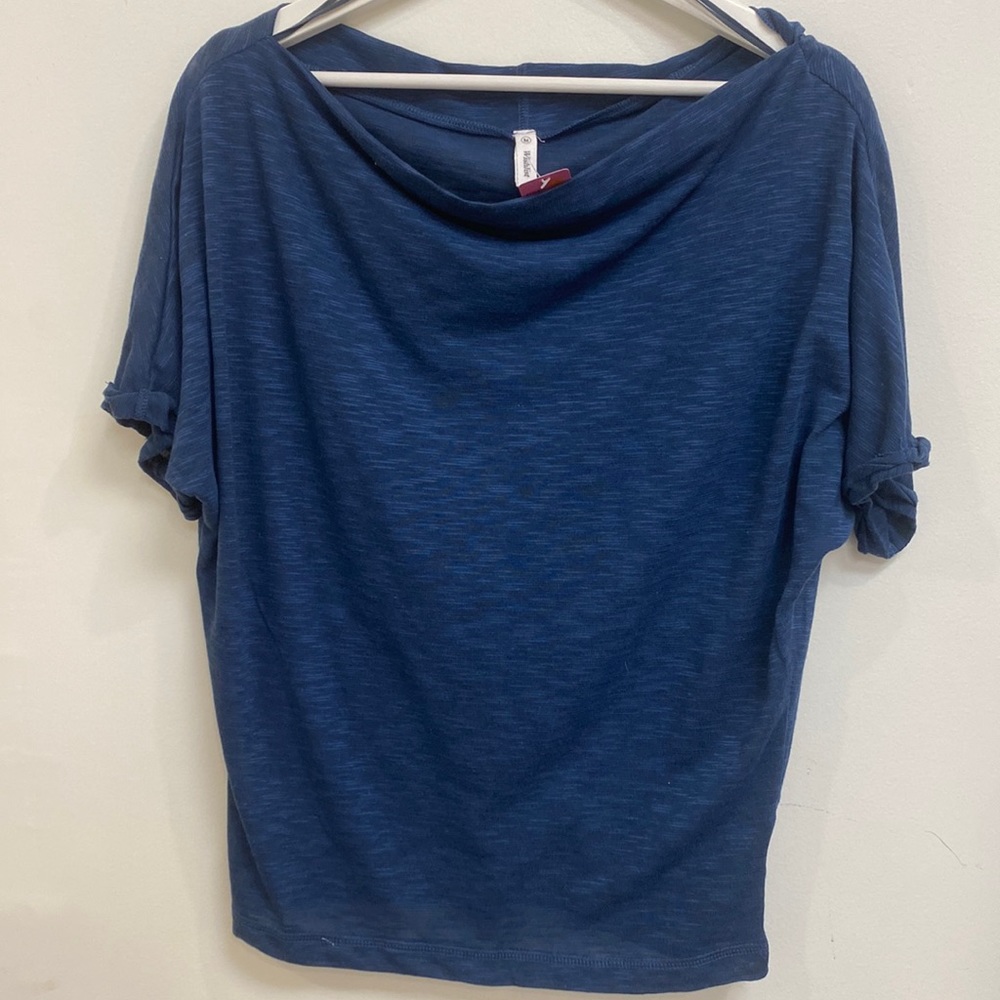 Blue droop shoulder blouse